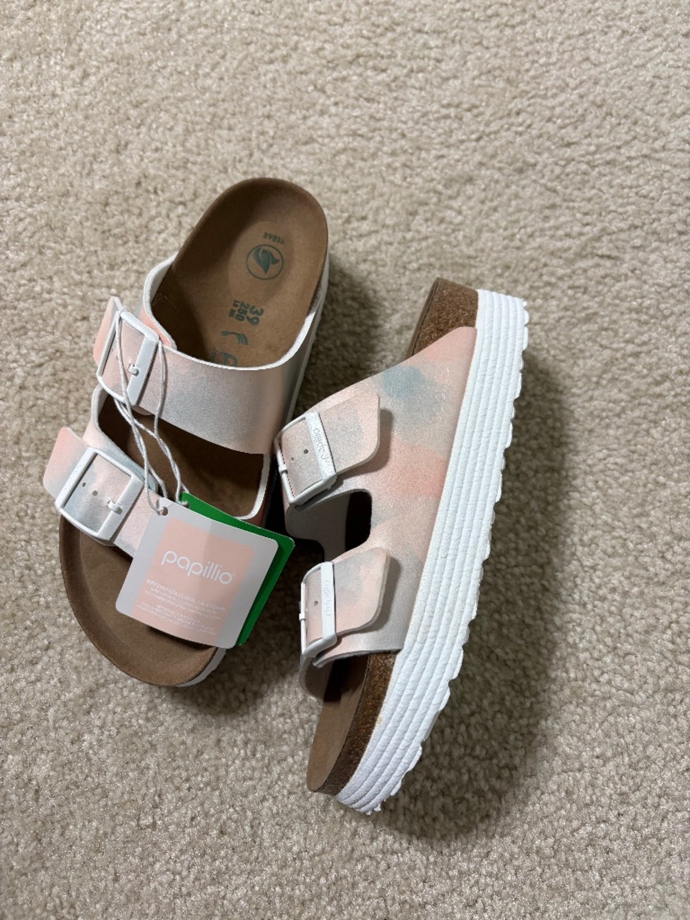 Birkenstock x Papillio Arizona Flex Platform Vegan Birko-Flor Sandal sz 39